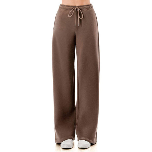 FLEECE WIDE LEG PANTS SWEATPANTS JOGGERS