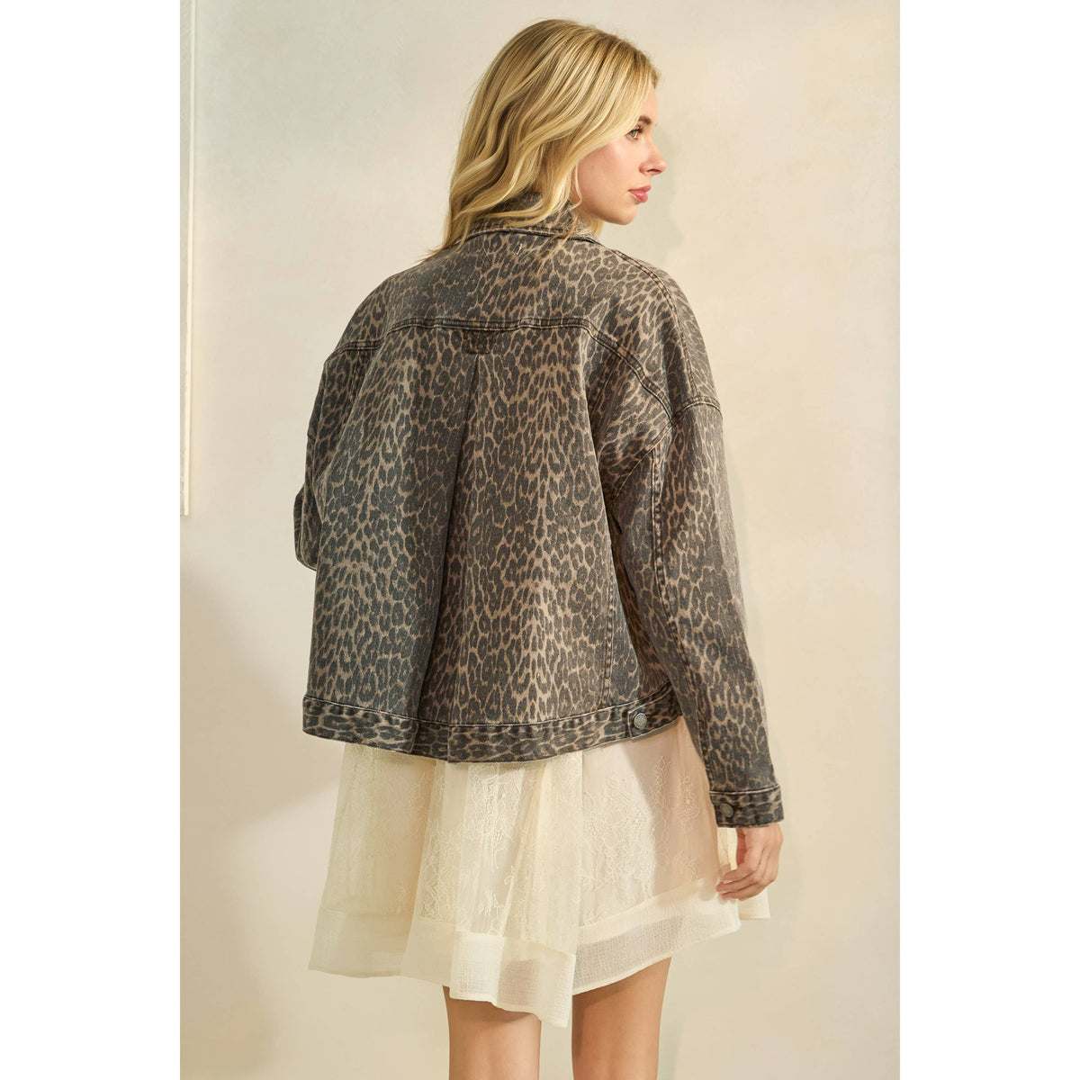 Leopard Printed Denim Jacket