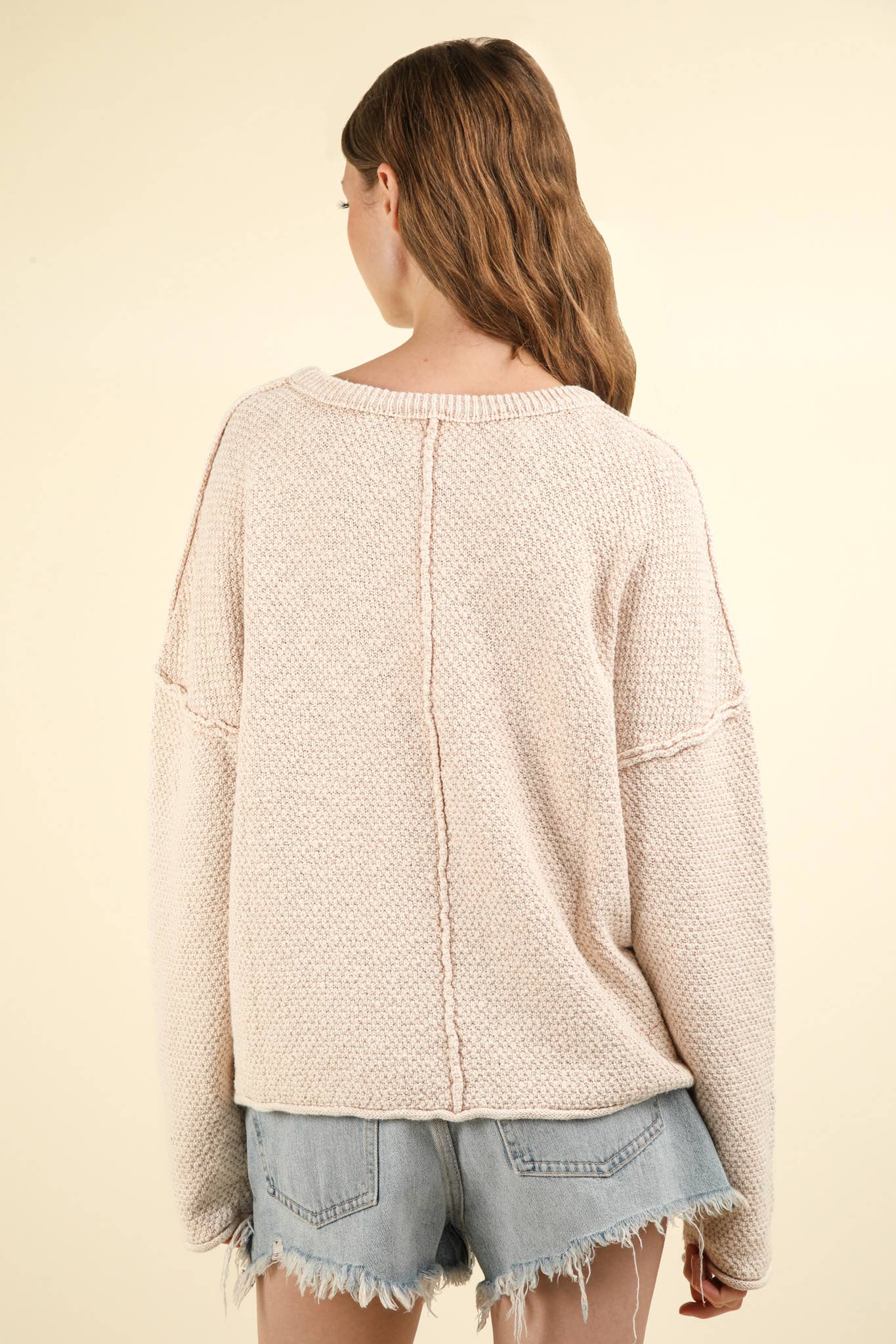Mineral Washed Knit Oversized Sweater Pullover Top