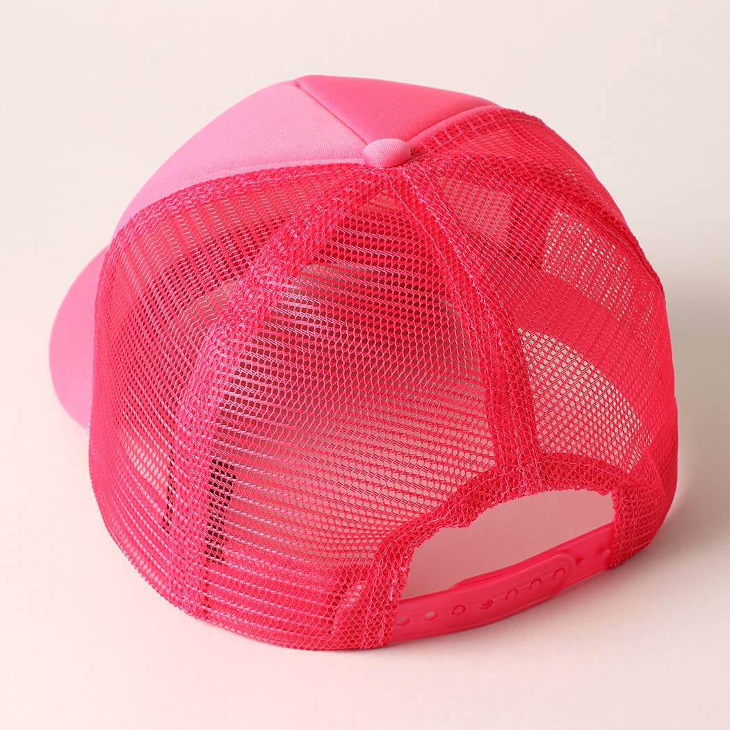 Pink Bow Patch Foam Mesh Back Trucker Hat
