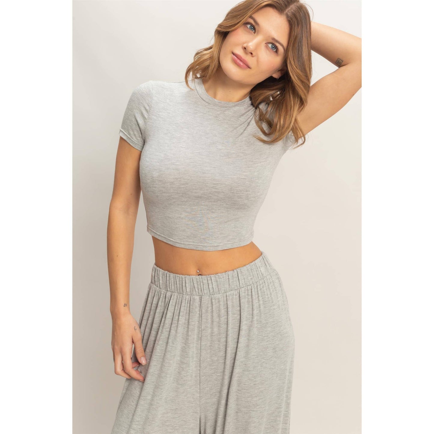 Short Sleeve Top & Wide Leg Pants Set (Sold as Separates)