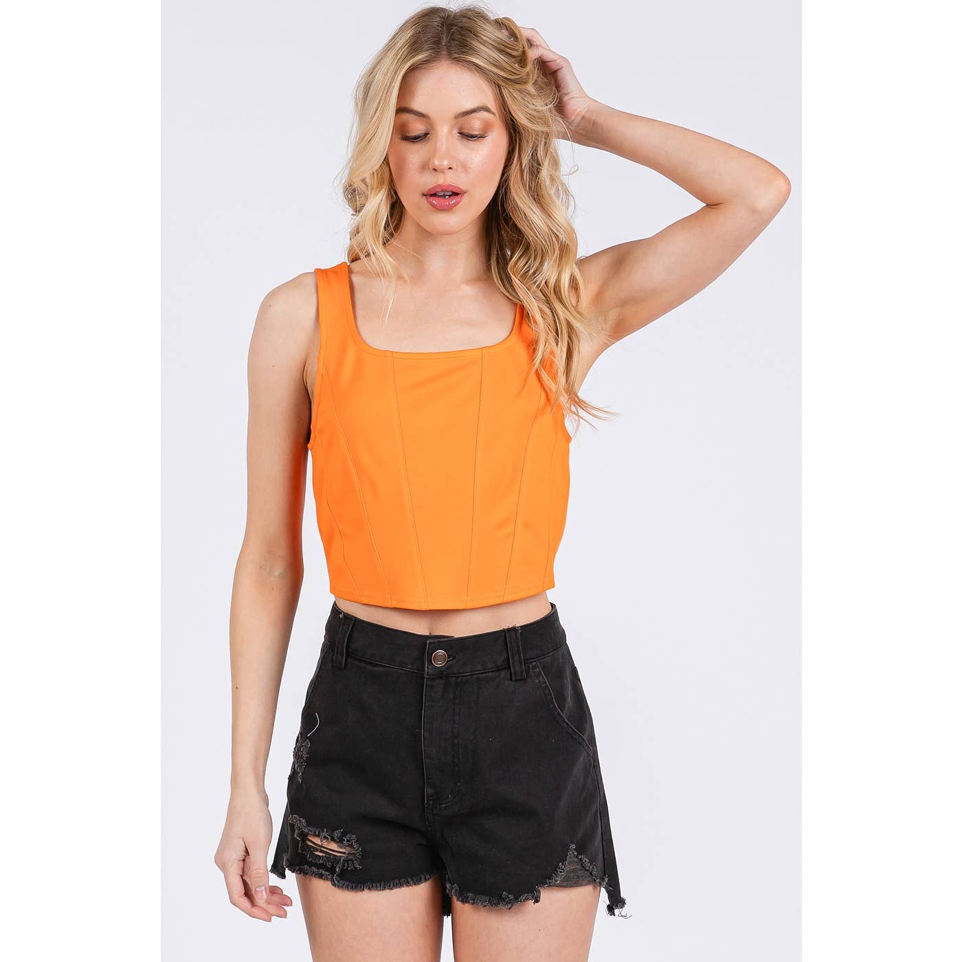 CORSET SEAM DETAIL CROP TANK TOP