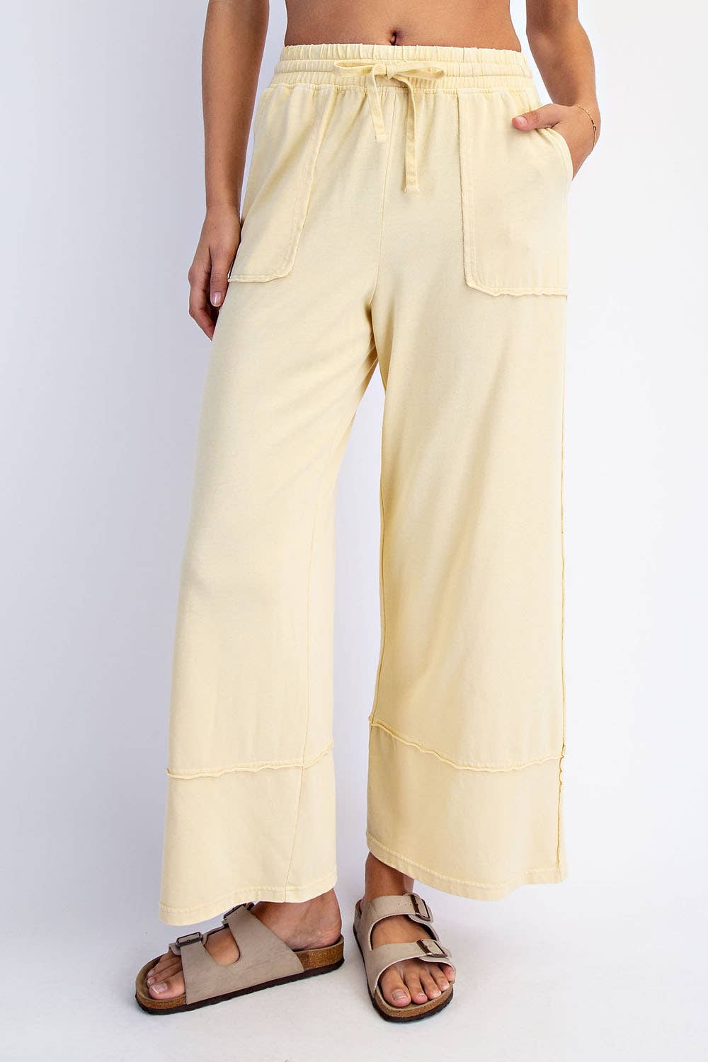 MINERAL WASHED WIDE LEG PANT