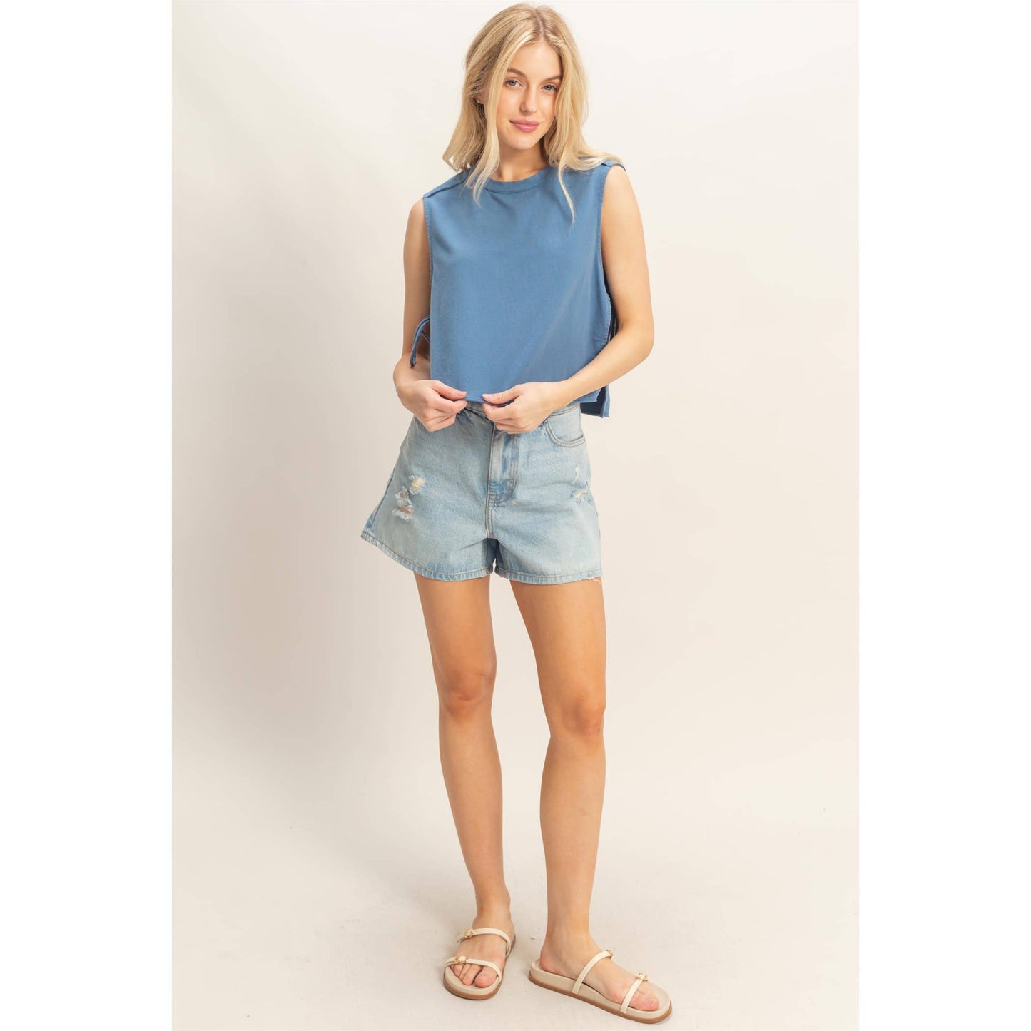 Sleeveless Raw Edge Top