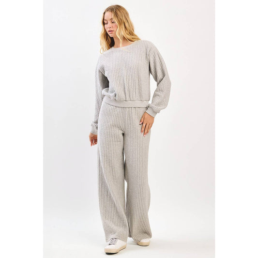 QUILTED CREW NECK SWEATSHIRT AND PANTS SET (Sold as Separates)