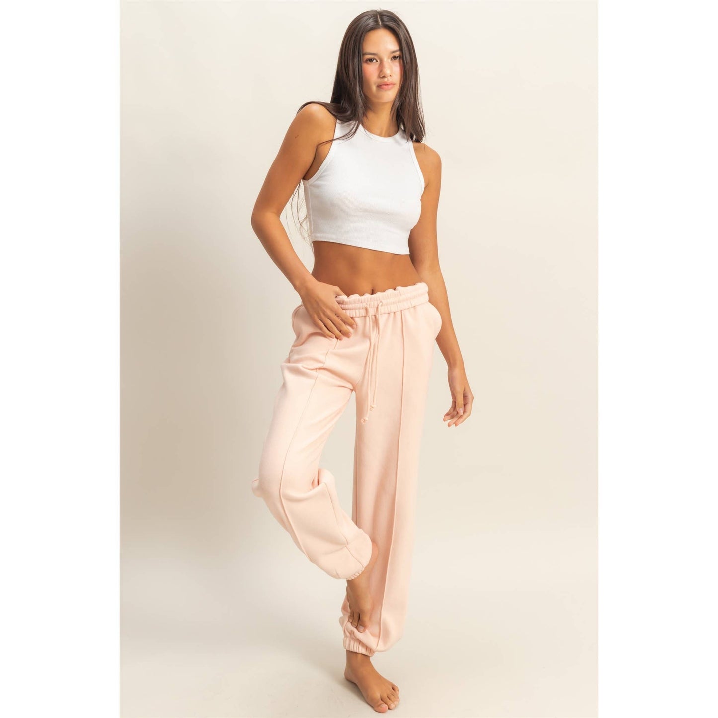 High-Waisted Pintuck Sweatpants