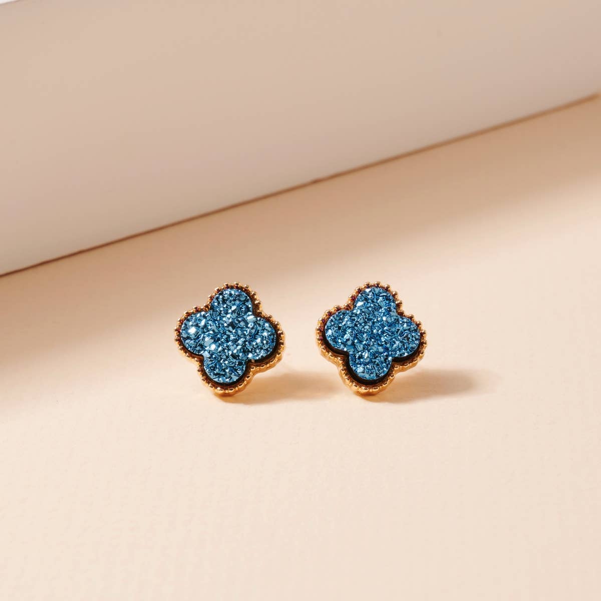 Flower Druzy Stone Stud Earrings