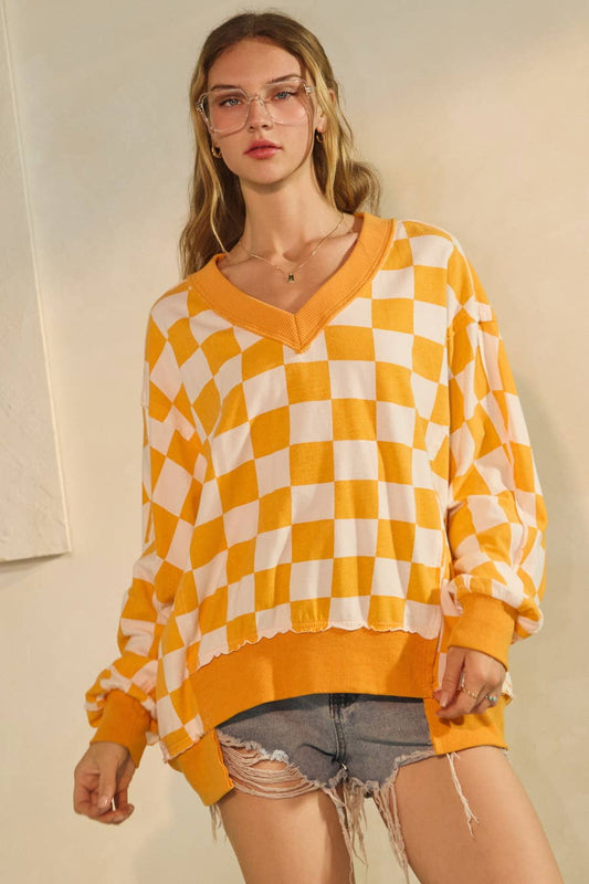 Checkerboard Oversized Sweatshirt