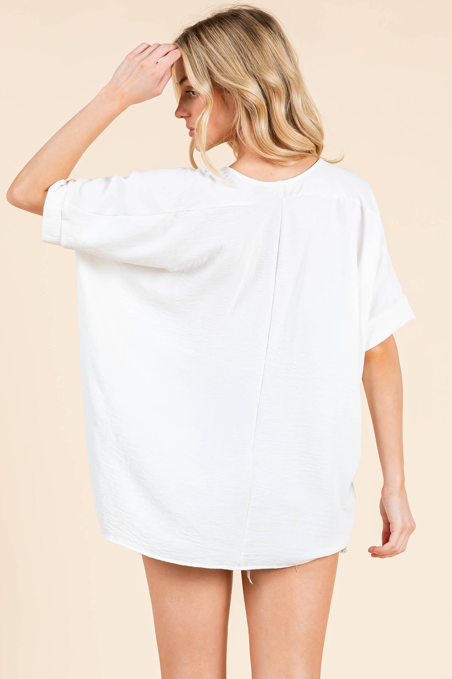 Relaxed V-Neck Dolman Sleeve Top