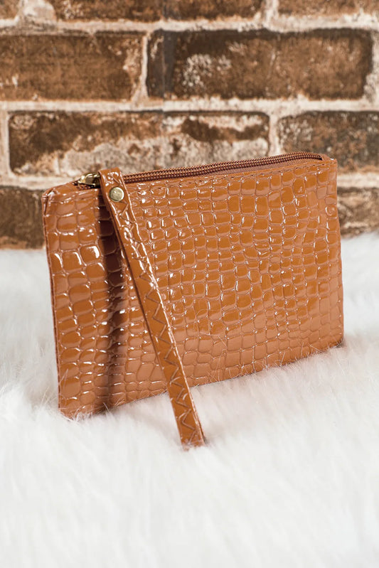 Crocodile Pattern Zipper Wristlet Wallet