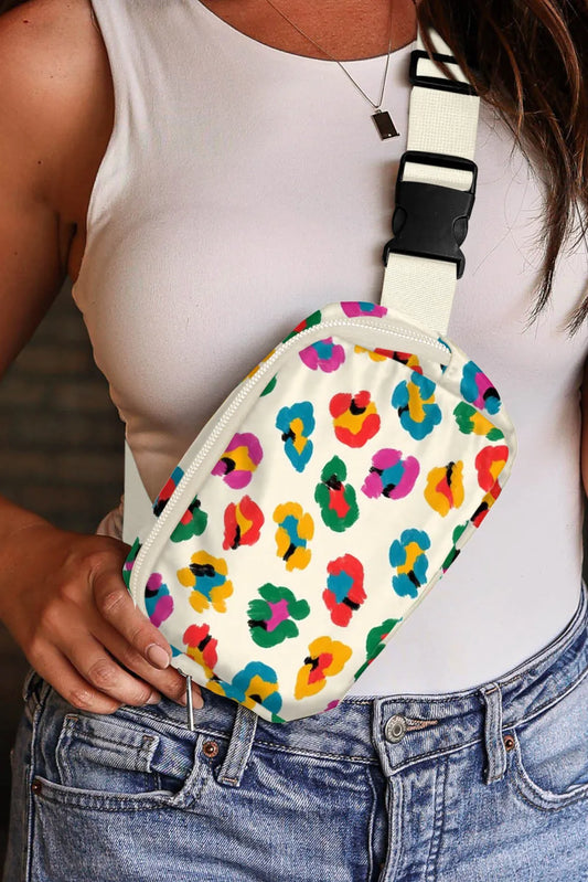 Colorful Leopard Print Bucklet Strap Crossbody Bag