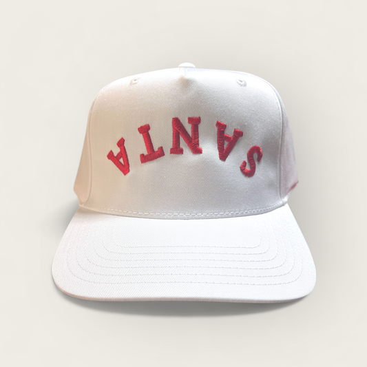 Santa Upside Down Classic Trucker Hat | White