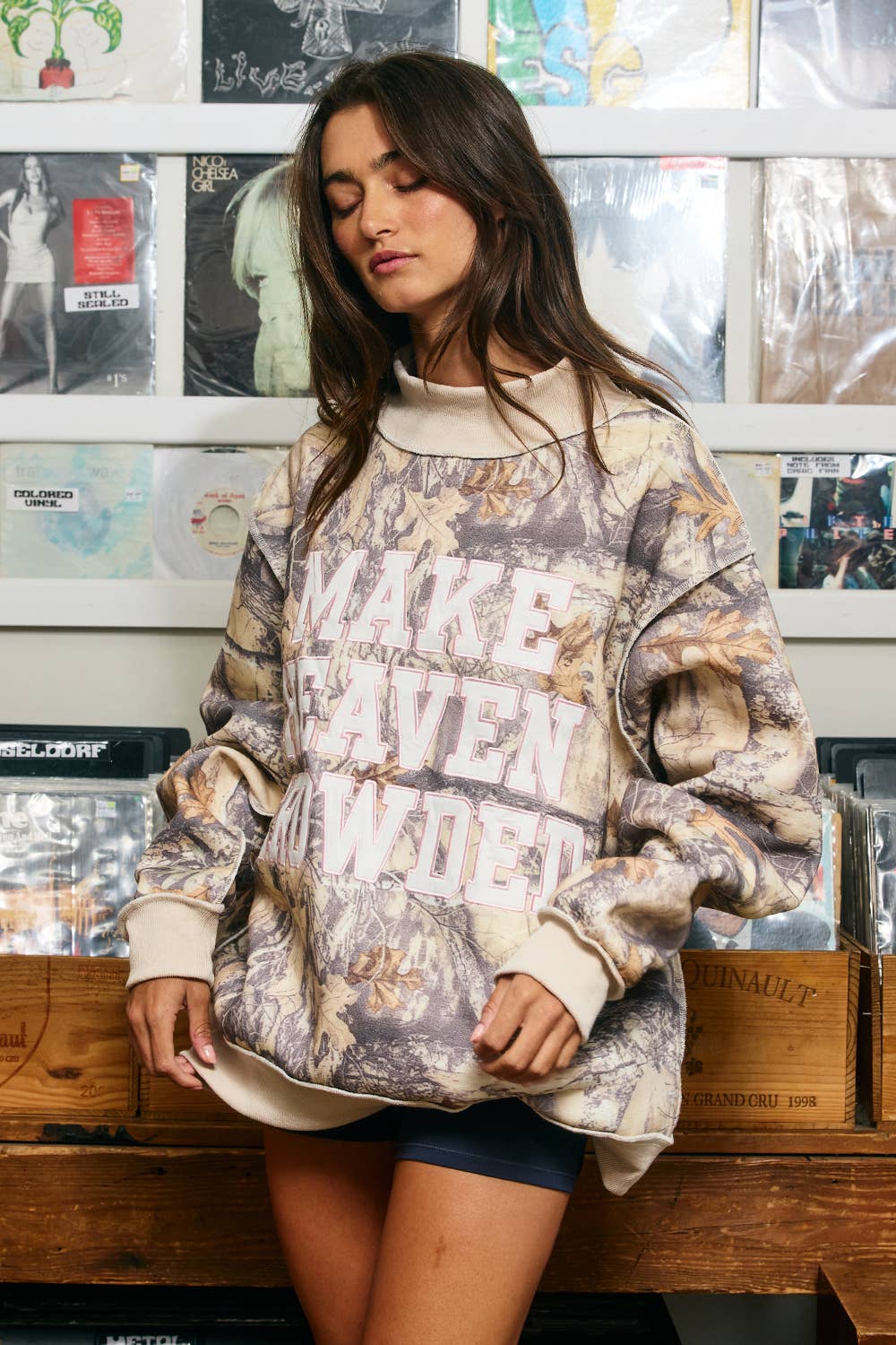HEAVEN | Camo Appliqué Embroidery  Sweatshirt