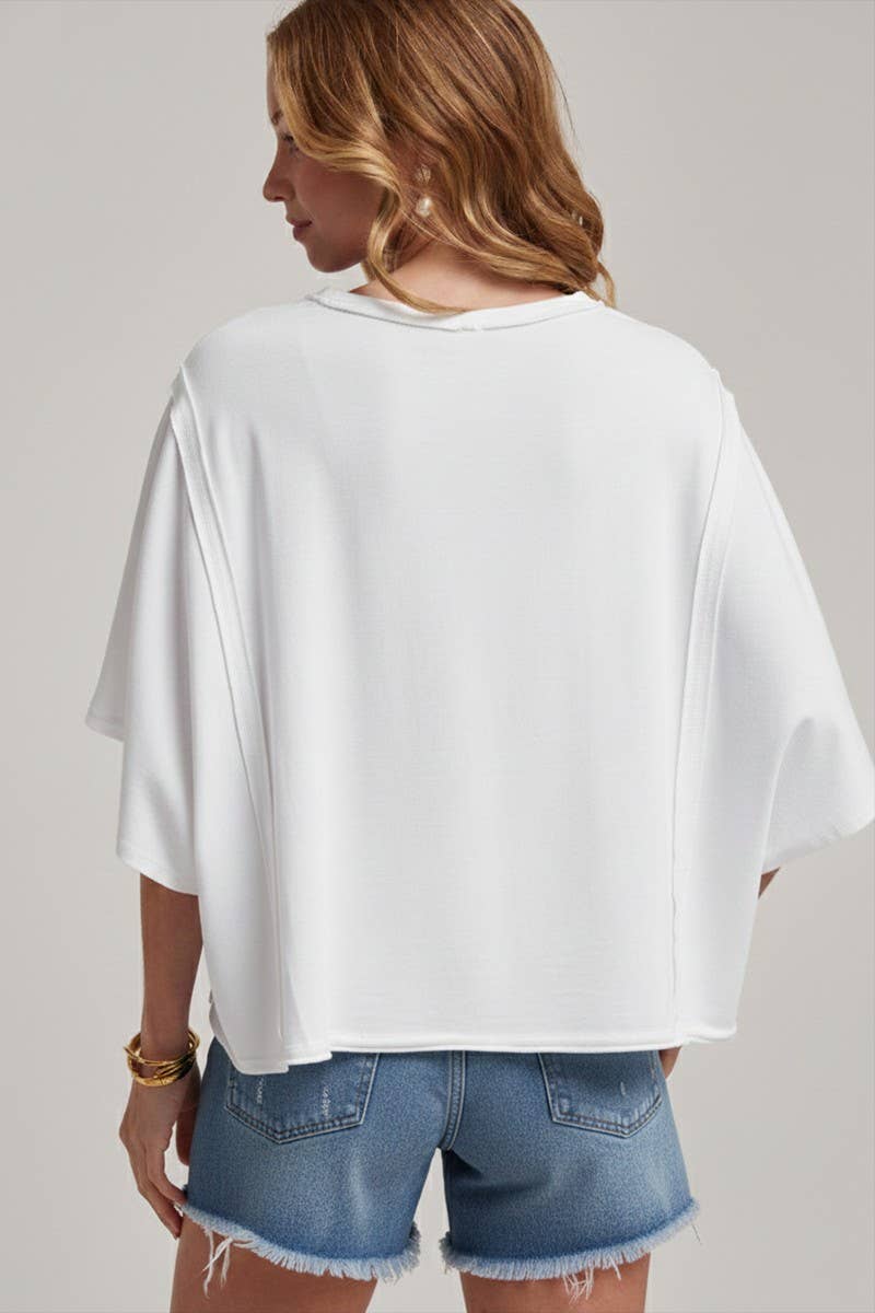 BIG USA LETTER PATCH OVERSIZED 4TH OF JULY KNIT TOP