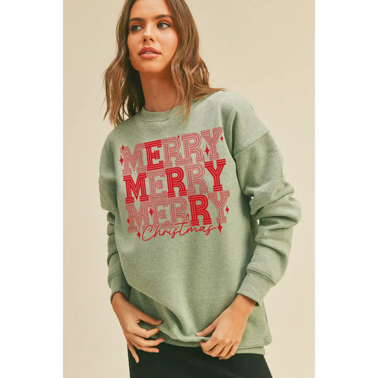 Merry Merry Merry Christmas Graphic Sweatshirt