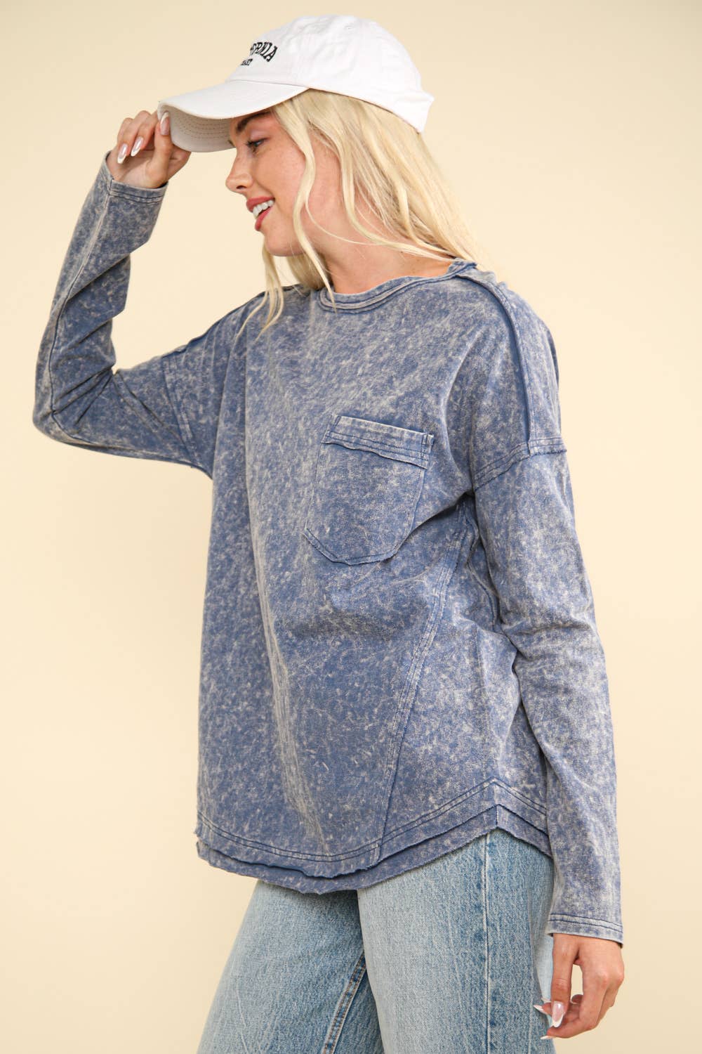 Mineral Washed Casual Knit Top