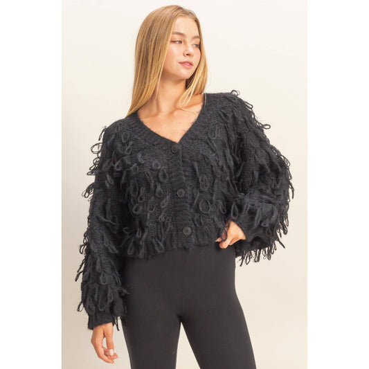 Fringe Detail Sweater Cardigan