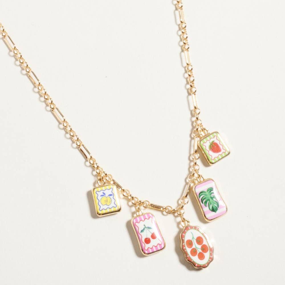 Fruit Tile Charm Station Necklace