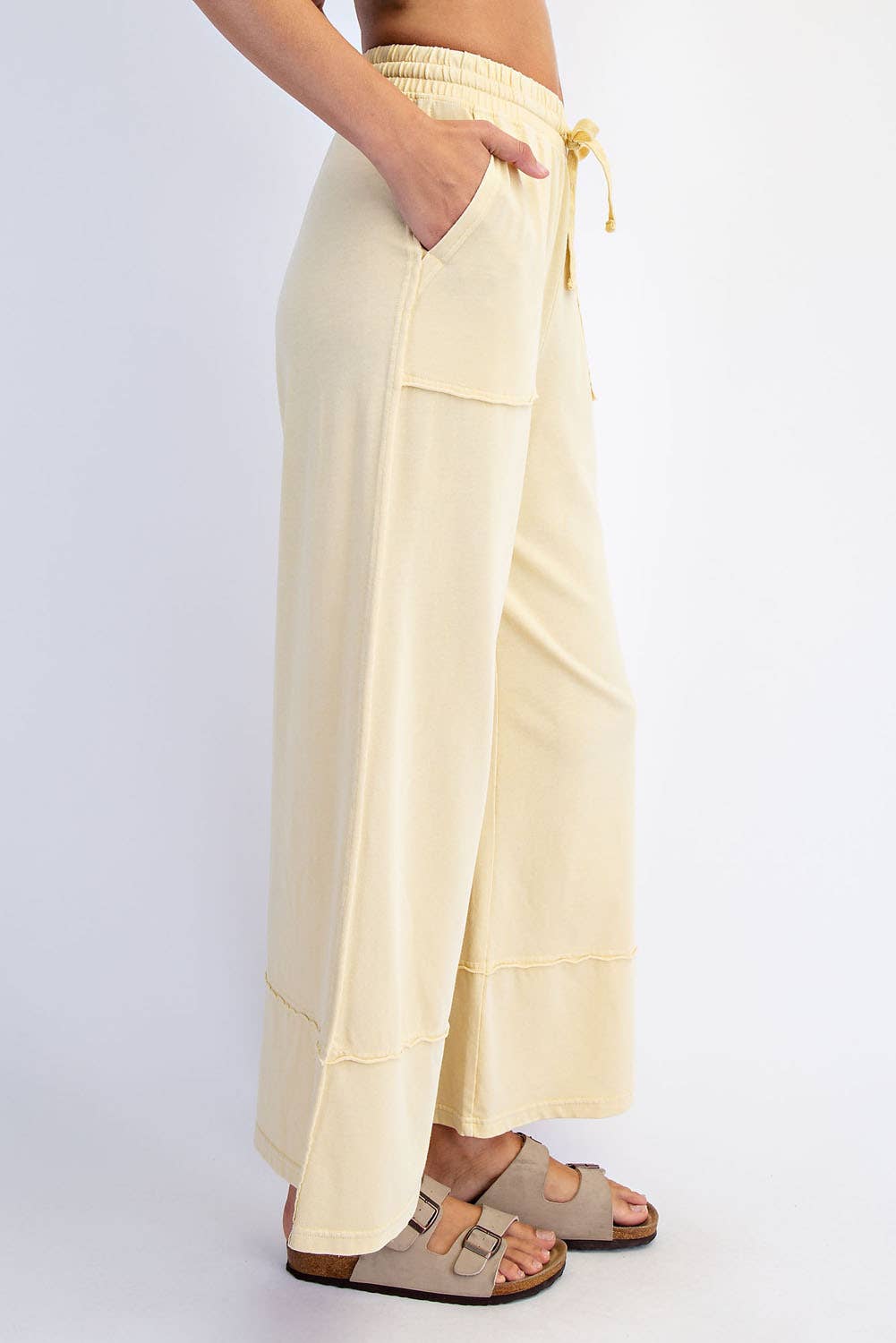 MINERAL WASHED WIDE LEG PANT