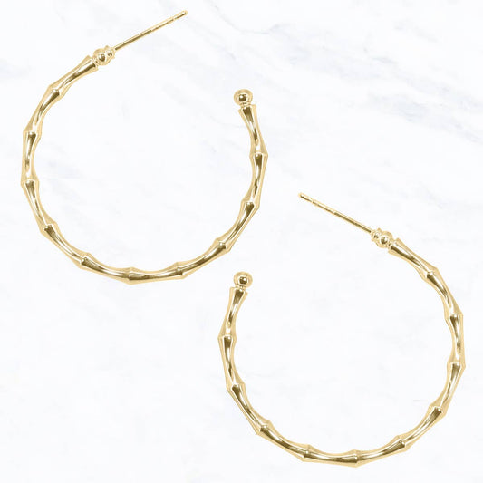 Metal Ridged Hoop Earrings