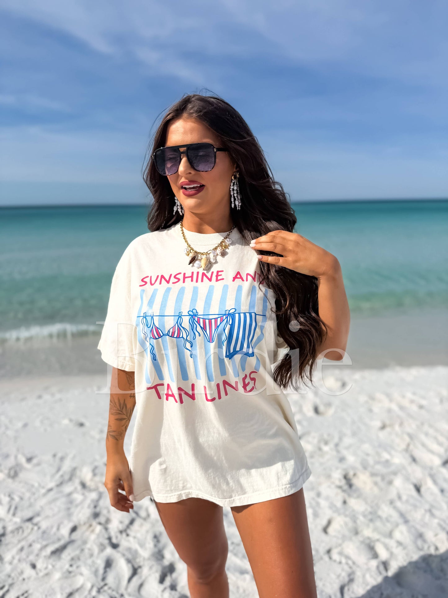 Sunshine and Tan Lines Graphic Tee on Ivory