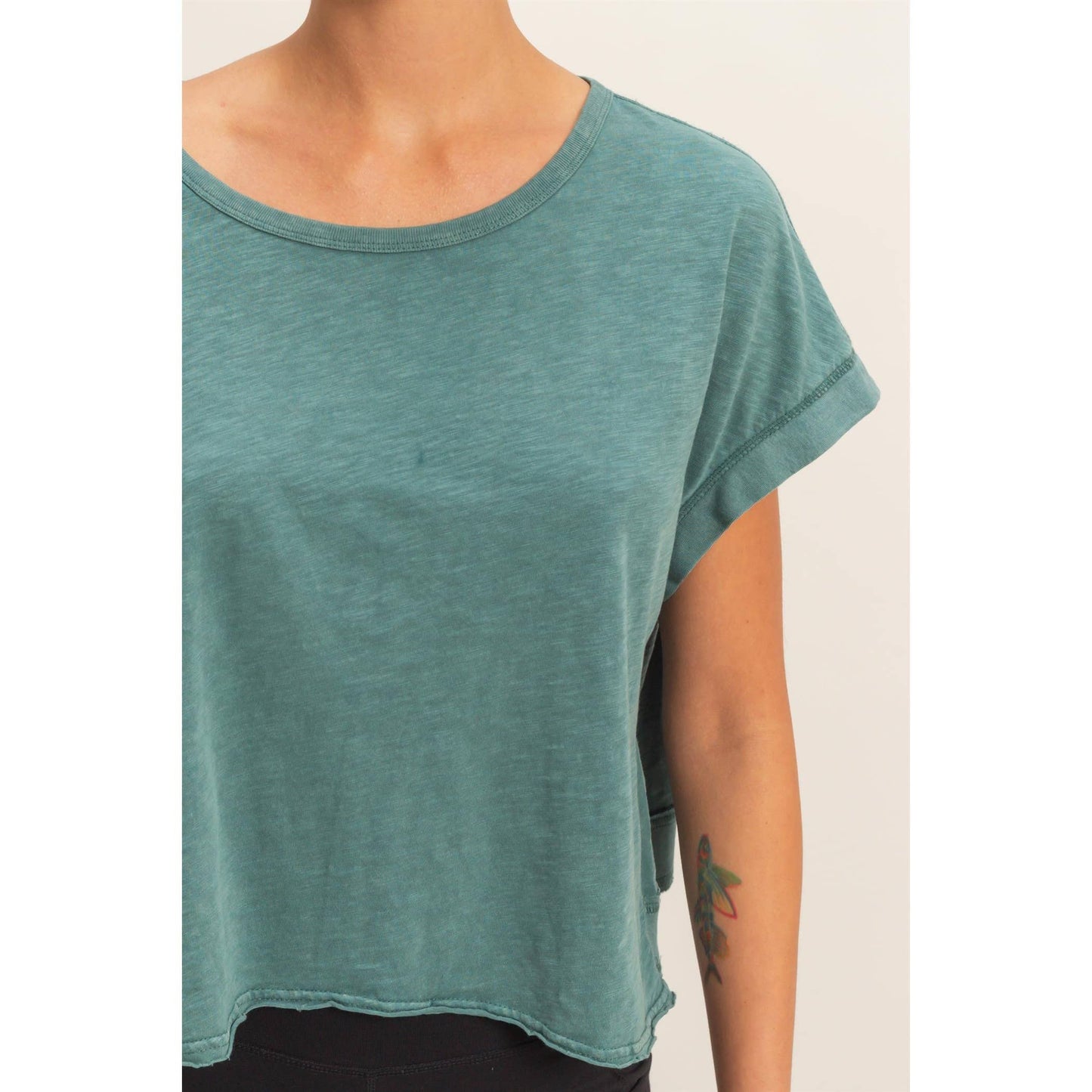 Acid Washed Cross Detail Open Back Top