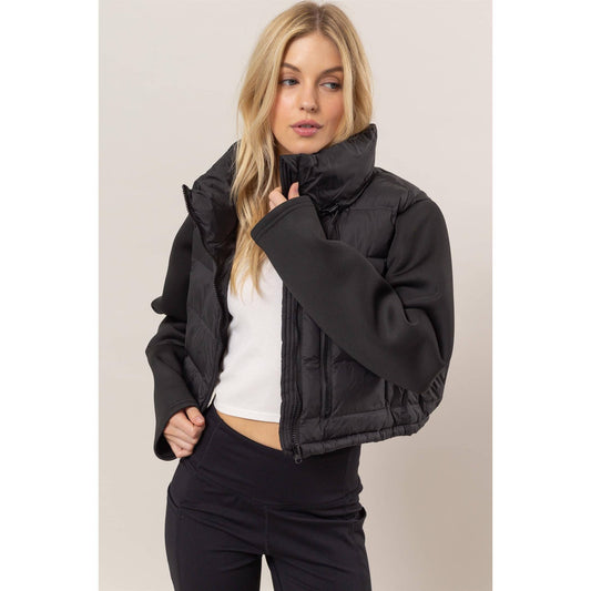 Mixed Media Puffer Jacket