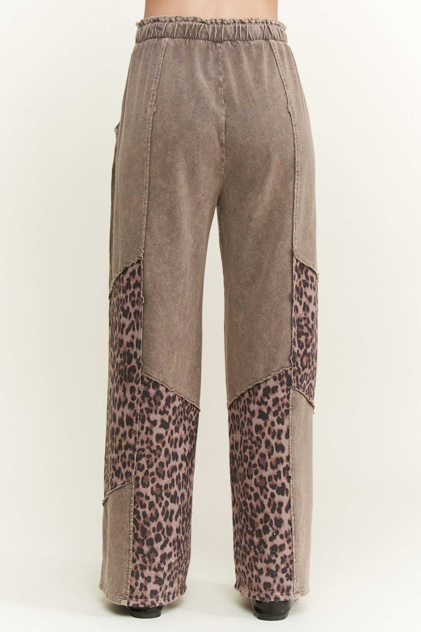 Mineral Washed Leopard Animal Patchwork Pants