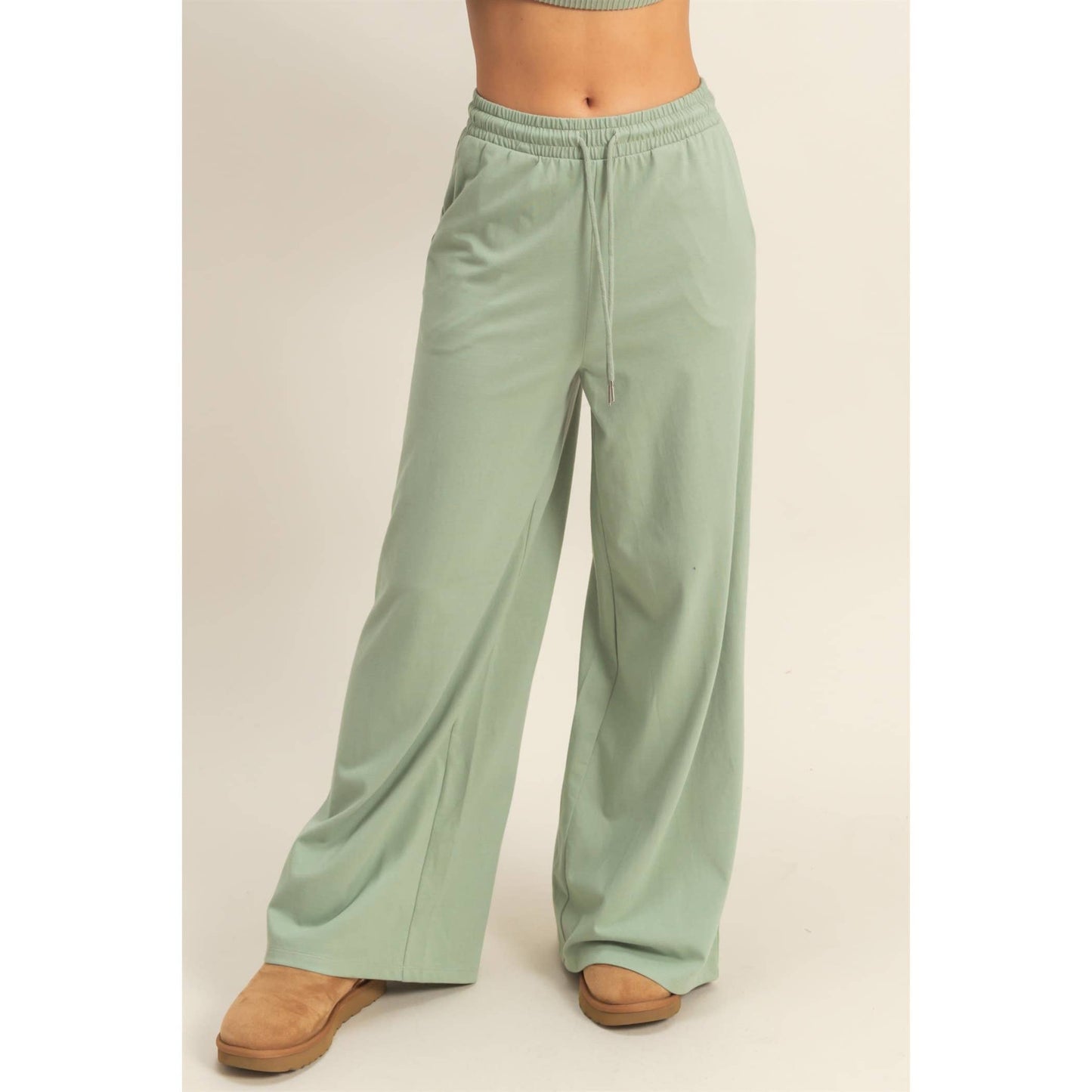 Trendy Cotton Wide Leg Pants