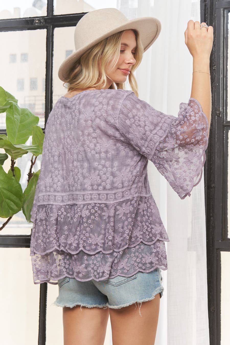 BELL SLEEVE LACE TOP