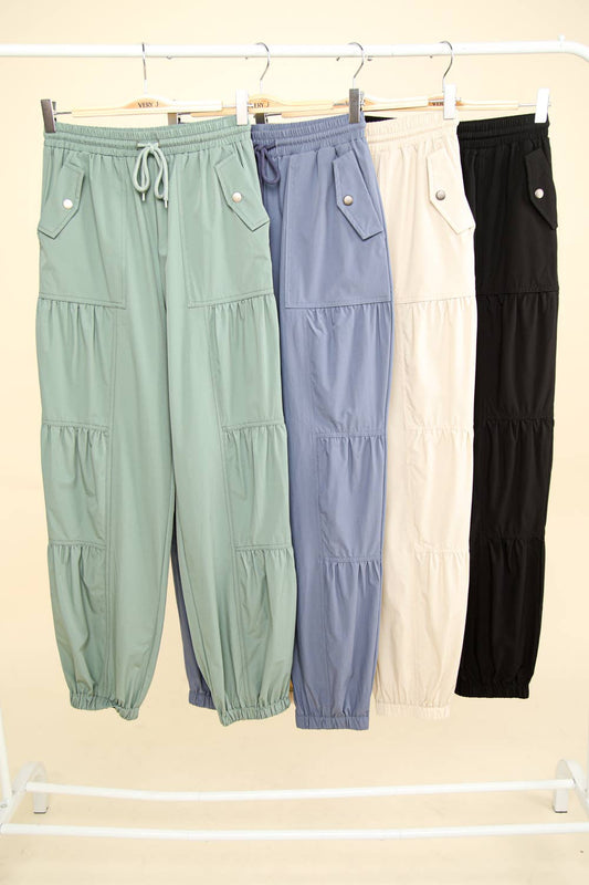 Shirring Detail Active Jogger Pants