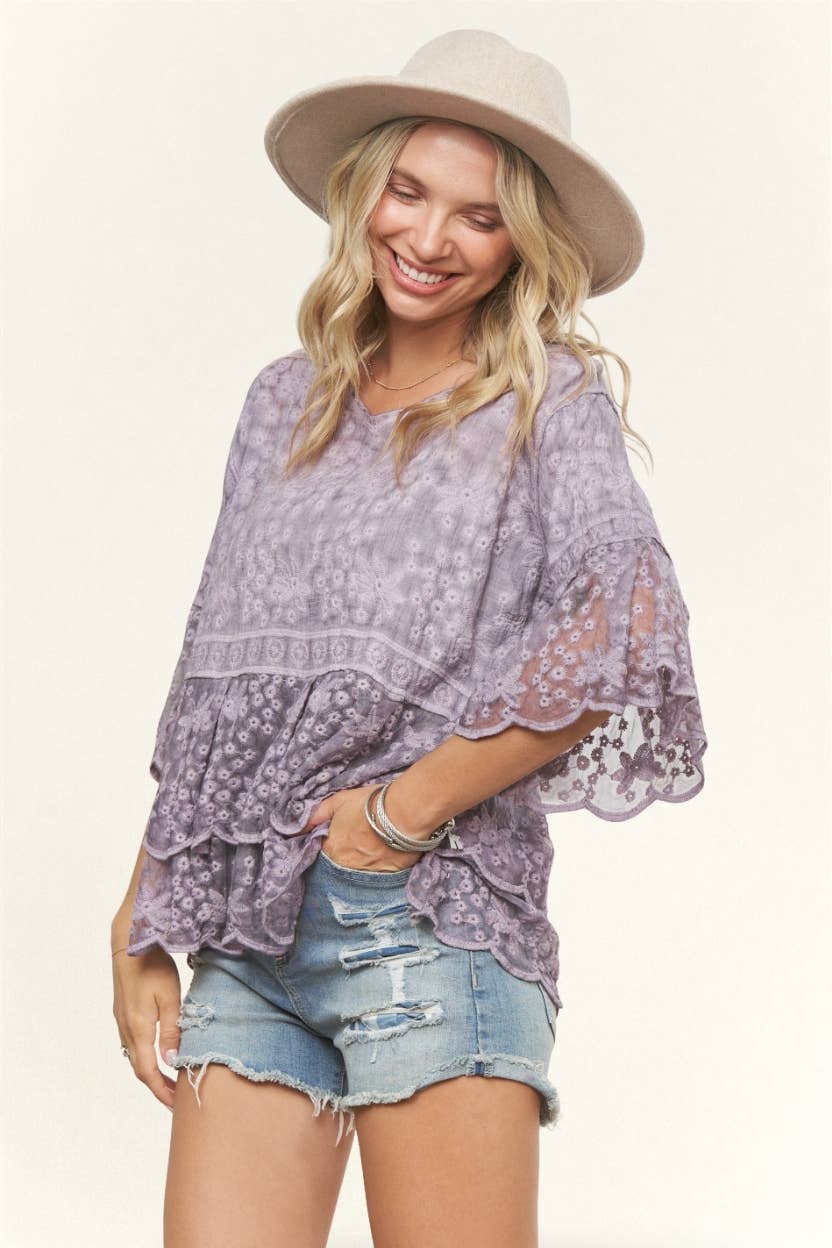 BELL SLEEVE LACE TOP