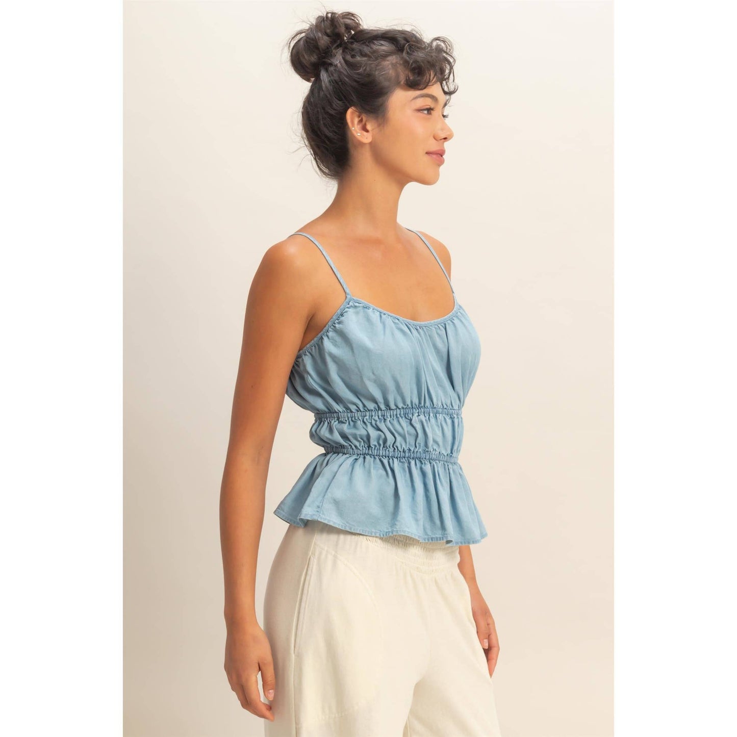 Cinched Waist Peplum Top
