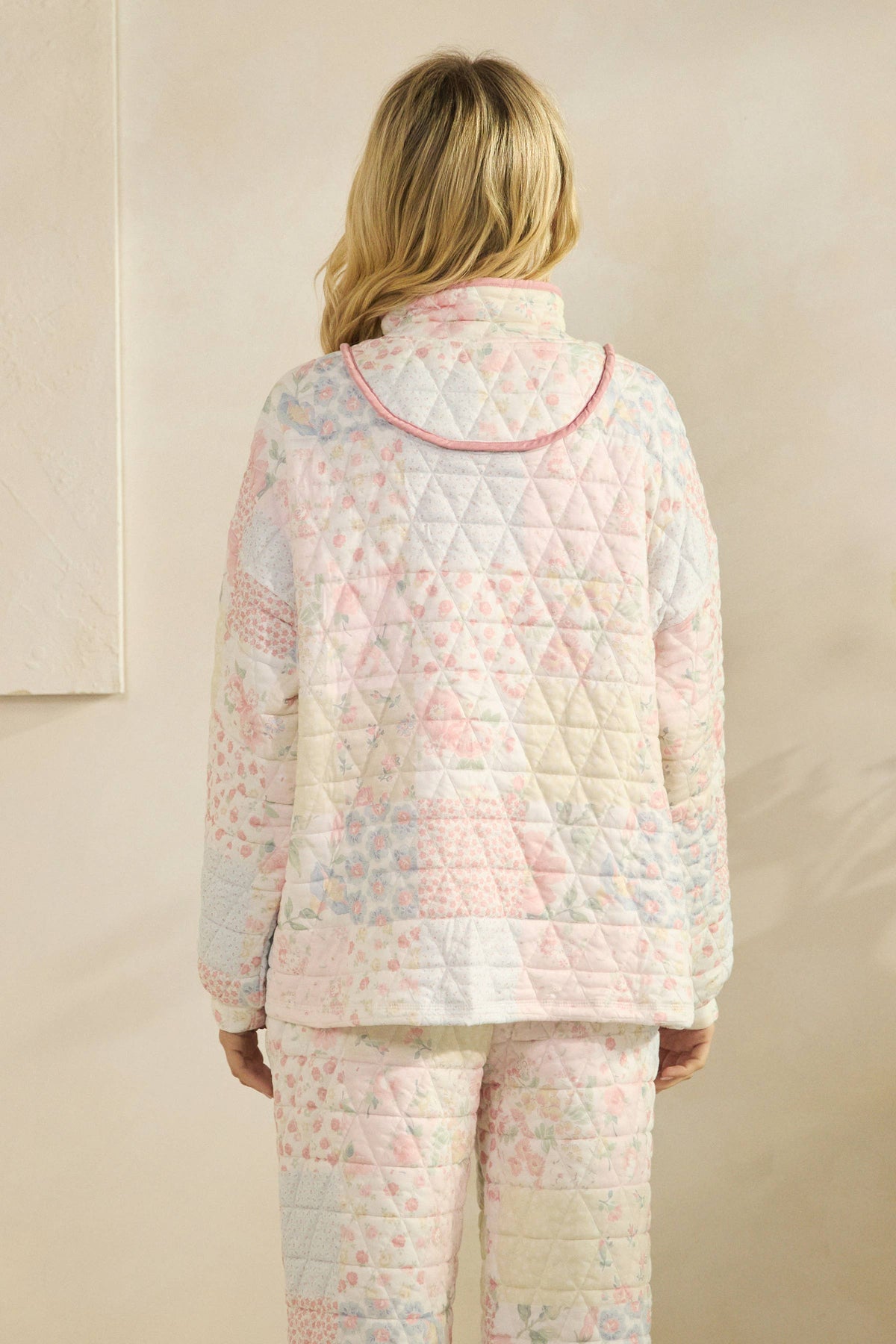 Floral textured quarter zip