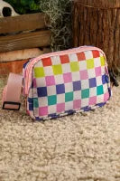 Colorblock Checkered Printed Crossbody Bag