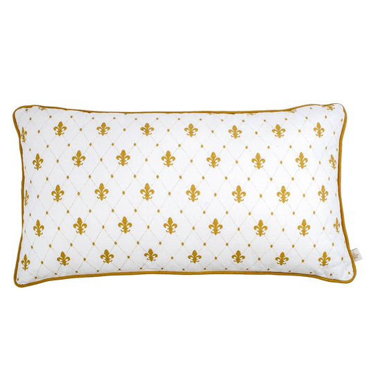 Clovis Lumbar Pillow   Soft White/Gold   12.5x22.5
