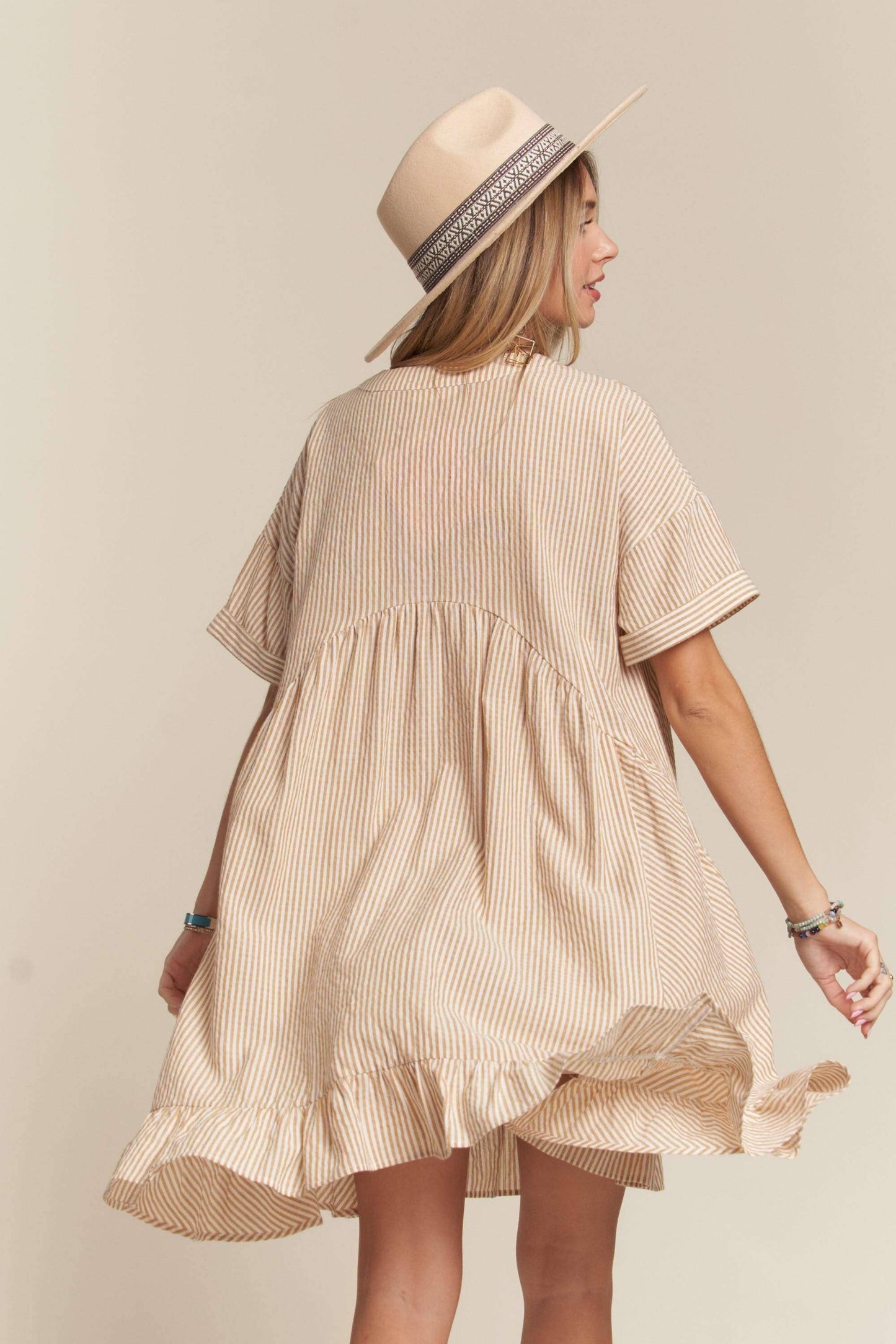 PINSTRIPE BABYDOLL DRESS