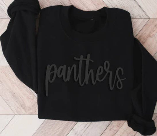 Panthers Black On Black Puff Ink Graphic Hoodie