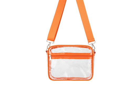 Ladies Clear see Thru Crossbody Fashion Handbag : Orange