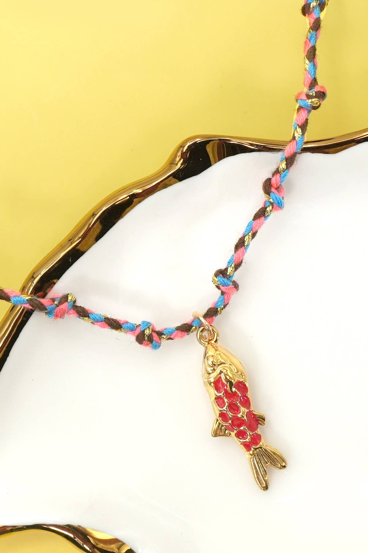 18K STAINLESS STEEL CORDED CHARM NECKLACE