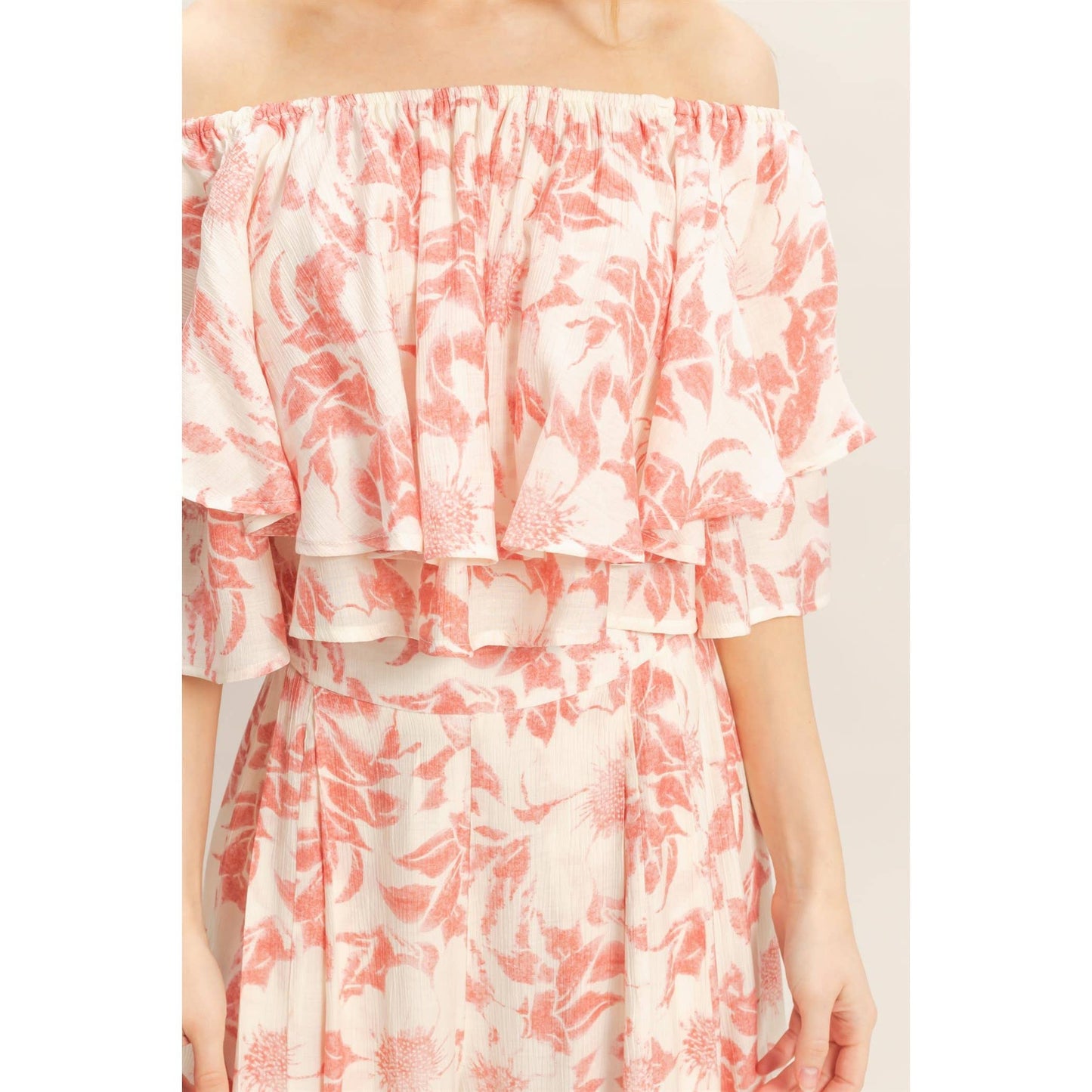 Floral Off-Shoulder Top & Pants Set (Sold As Separates)