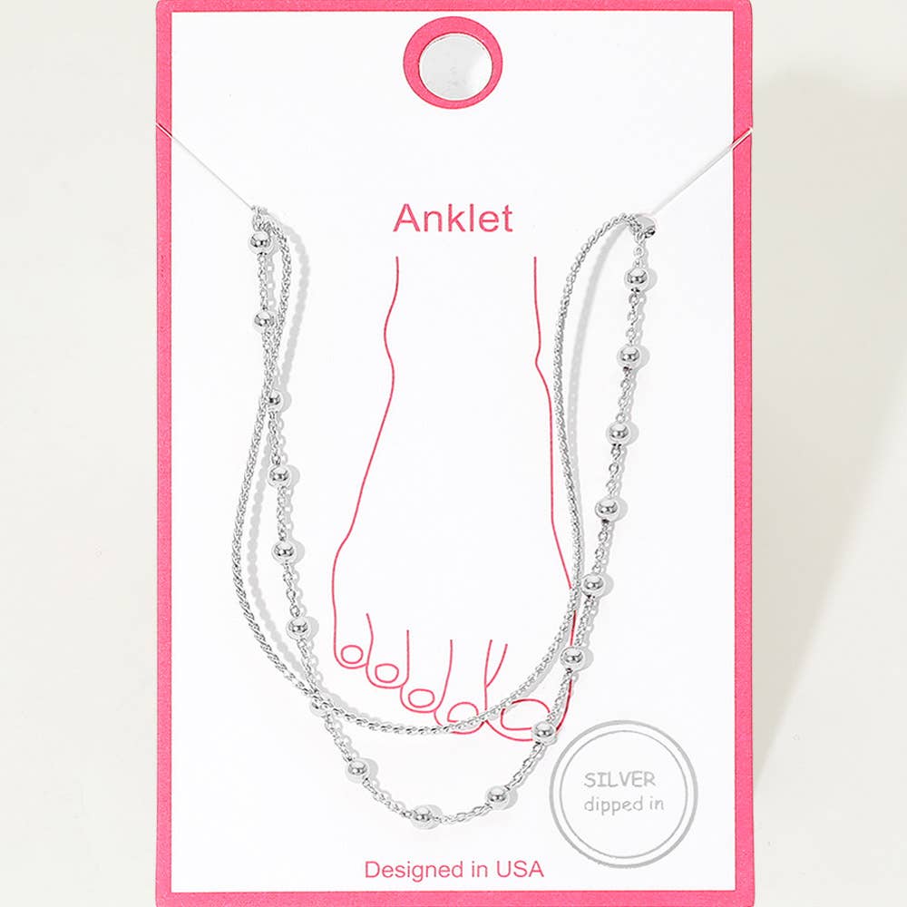 Gold Dipped Beaded Chain Layered Anklet