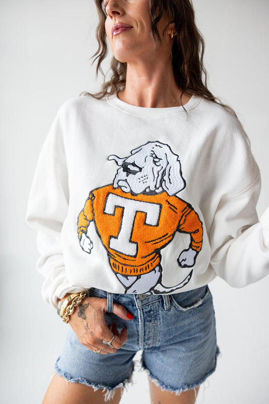 Vintage Tennessee Vols Dog Mascot Chenille Patch Sweatshirt